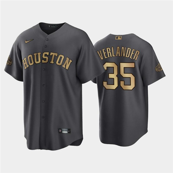 Men's Houston Astros #35 Justin Verlander Charcoal 2022 All-Star Cool Base Stitched Baseball Jersey